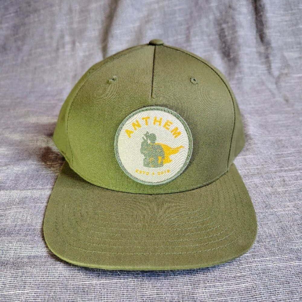 Anthem‎ Hat Cap Snap Back Green Patch Logo Panel Casual Mens